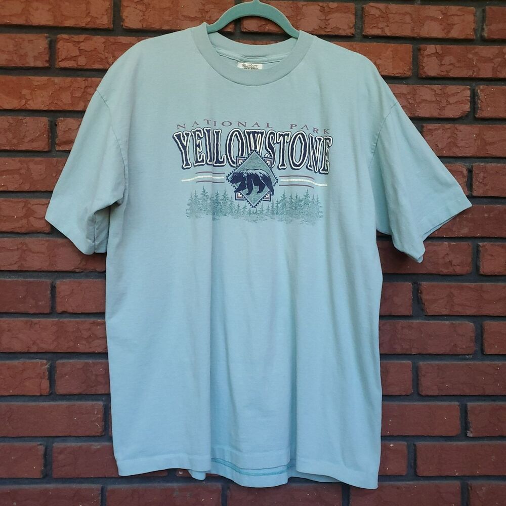 VTG 90s Yellowstone National Park Single Stitch T Shirt XL Cotton Bear USA Made